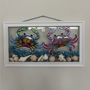 Colorful Crab Wall Art with Seashells
